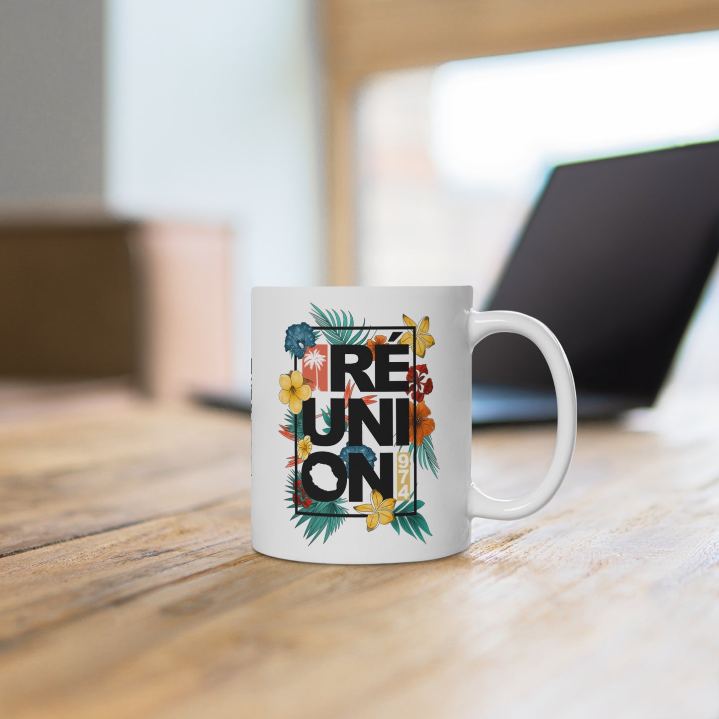 Mug 974 Reunion flowers - Black