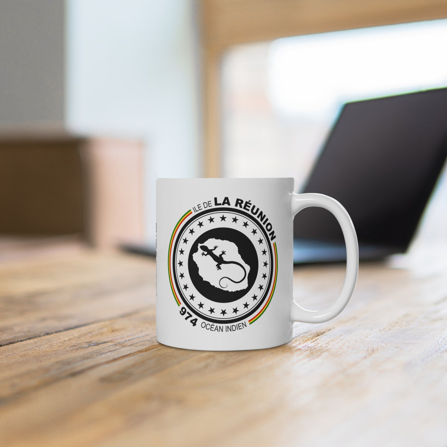 Mug 974 Ile de la Réunion - Circle C25 - Black