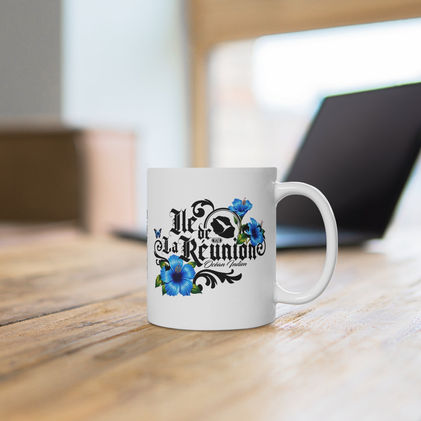 Mug 974 Réunion - Ornaments - Hibiscus C25 Blue