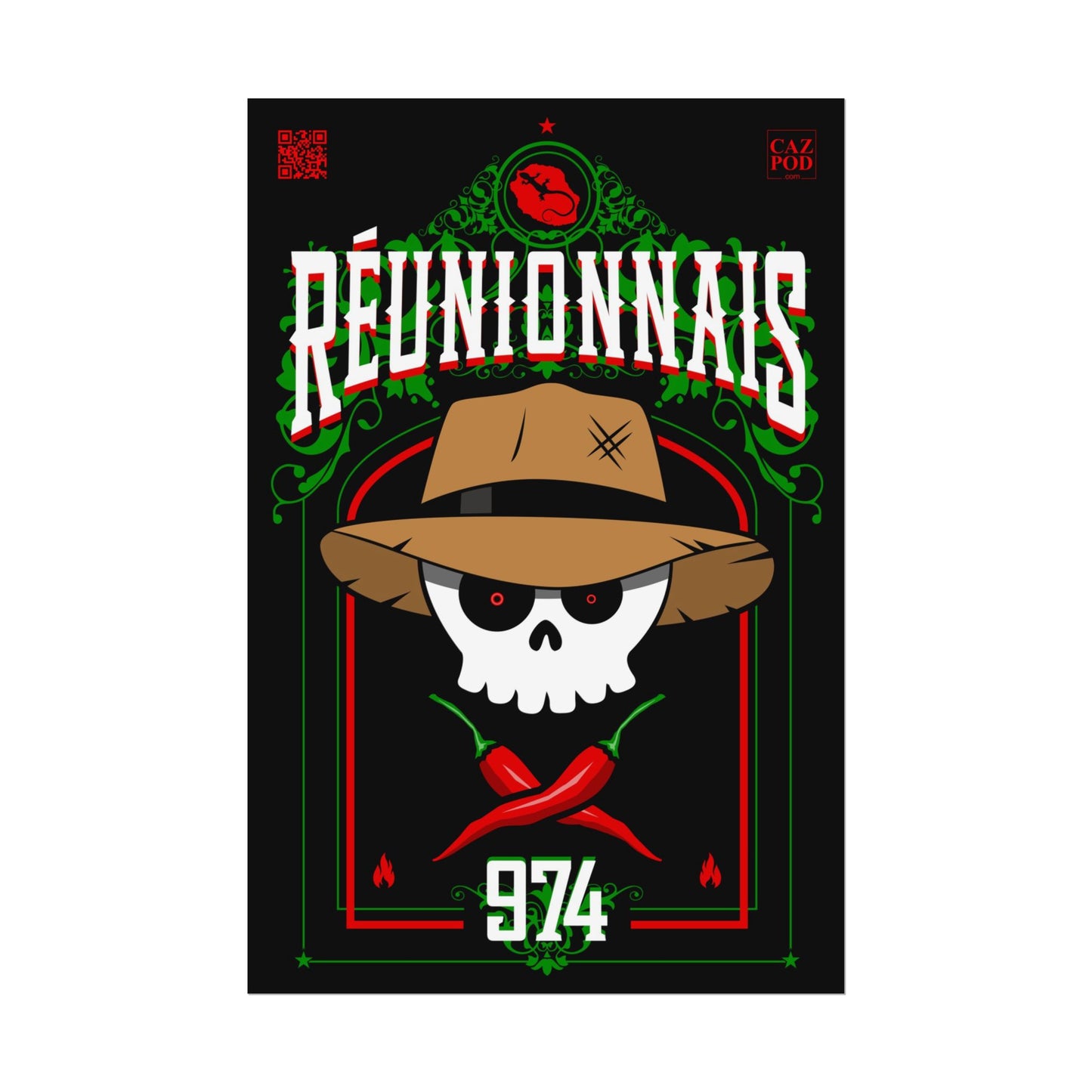 Poster Réunionnais 974 - Skull