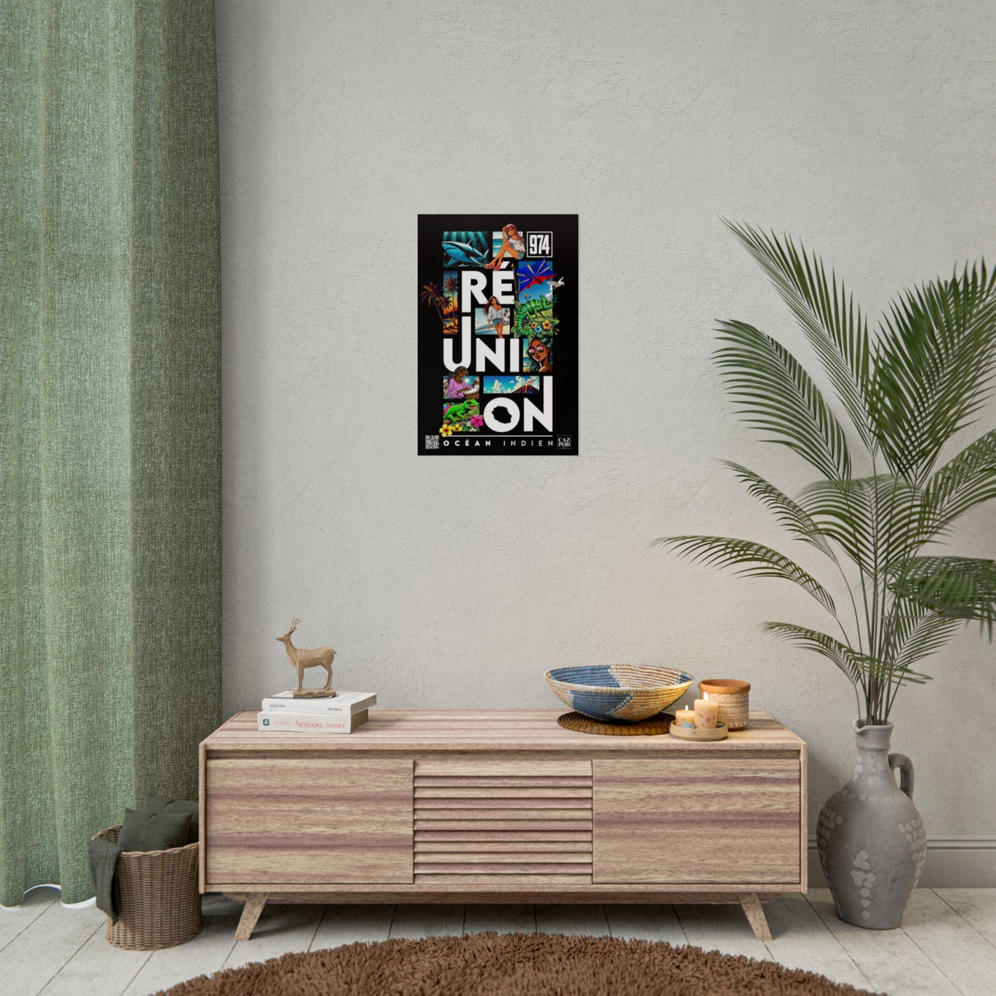 Poster Ile de la Réunion 974 - Manga C25 White
