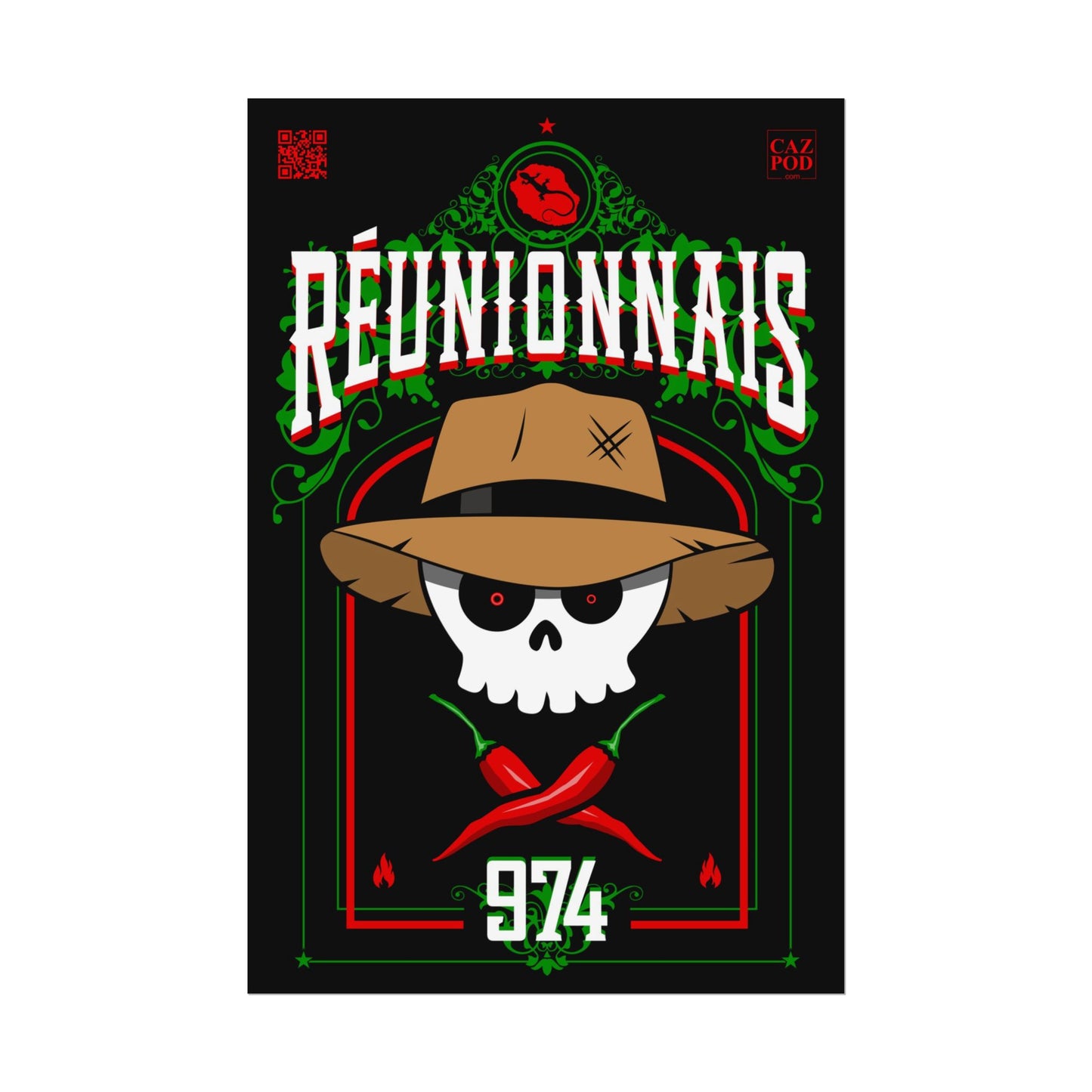 Poster Réunionnais 974 - Skull