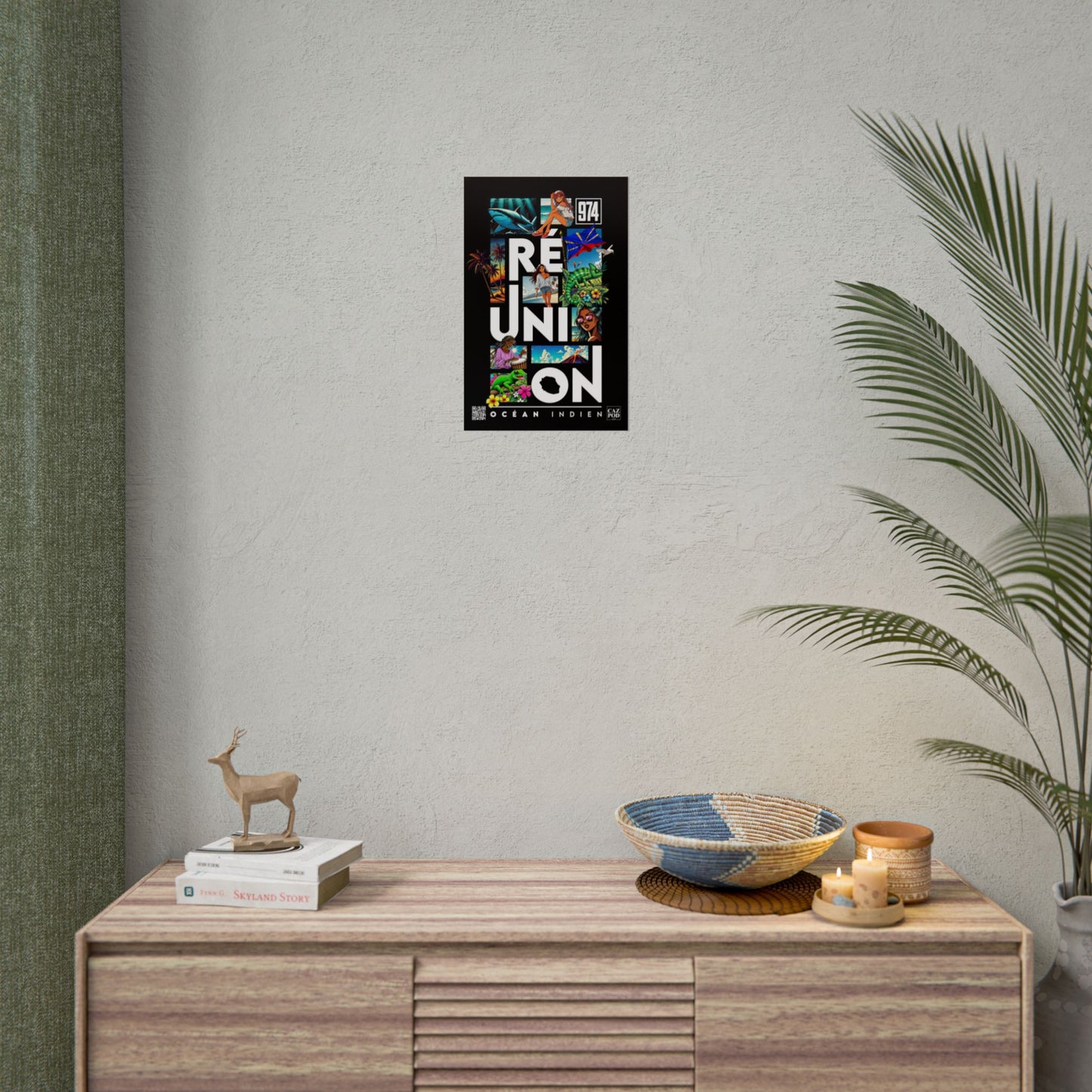 Poster Ile de la Réunion 974 - Manga C25 White