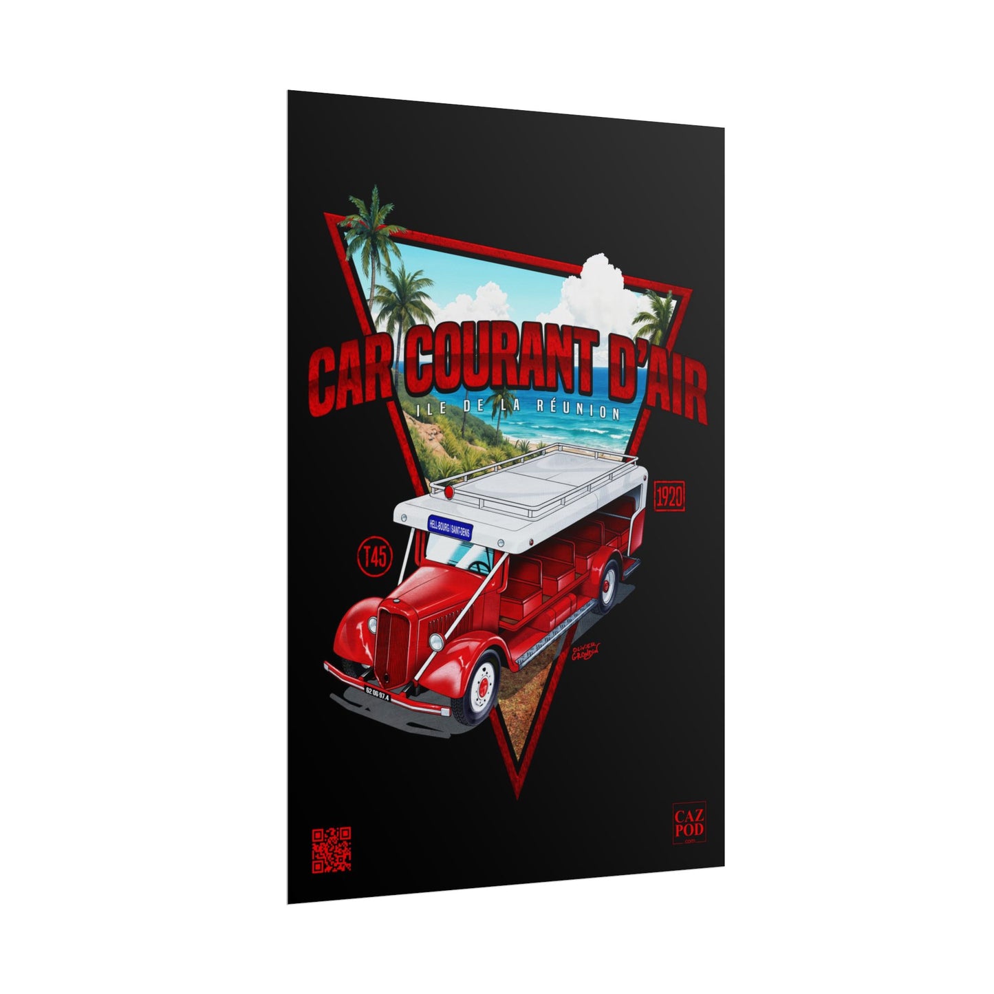 Poster 974 Car Courant d'air - Ile de la Réunion