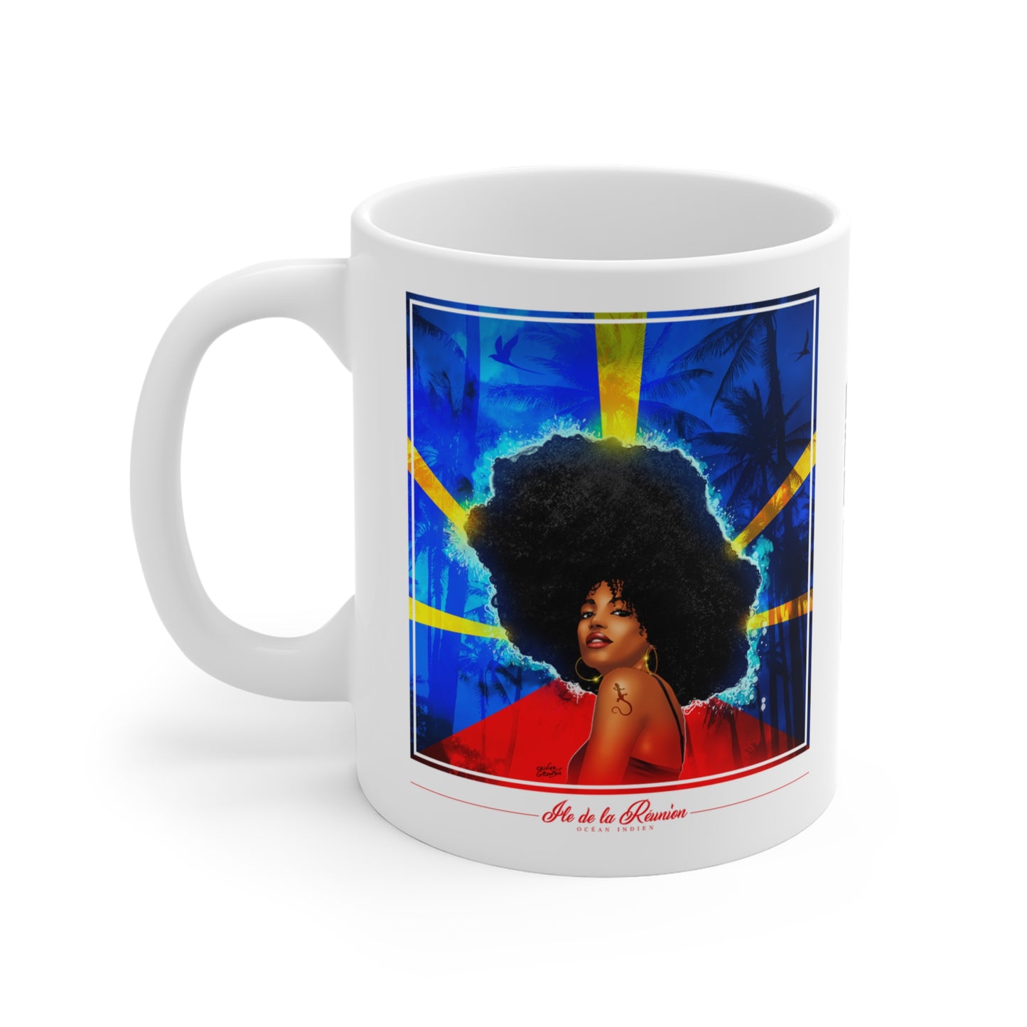 Mug Drapeau réunionnais et kafrine 974