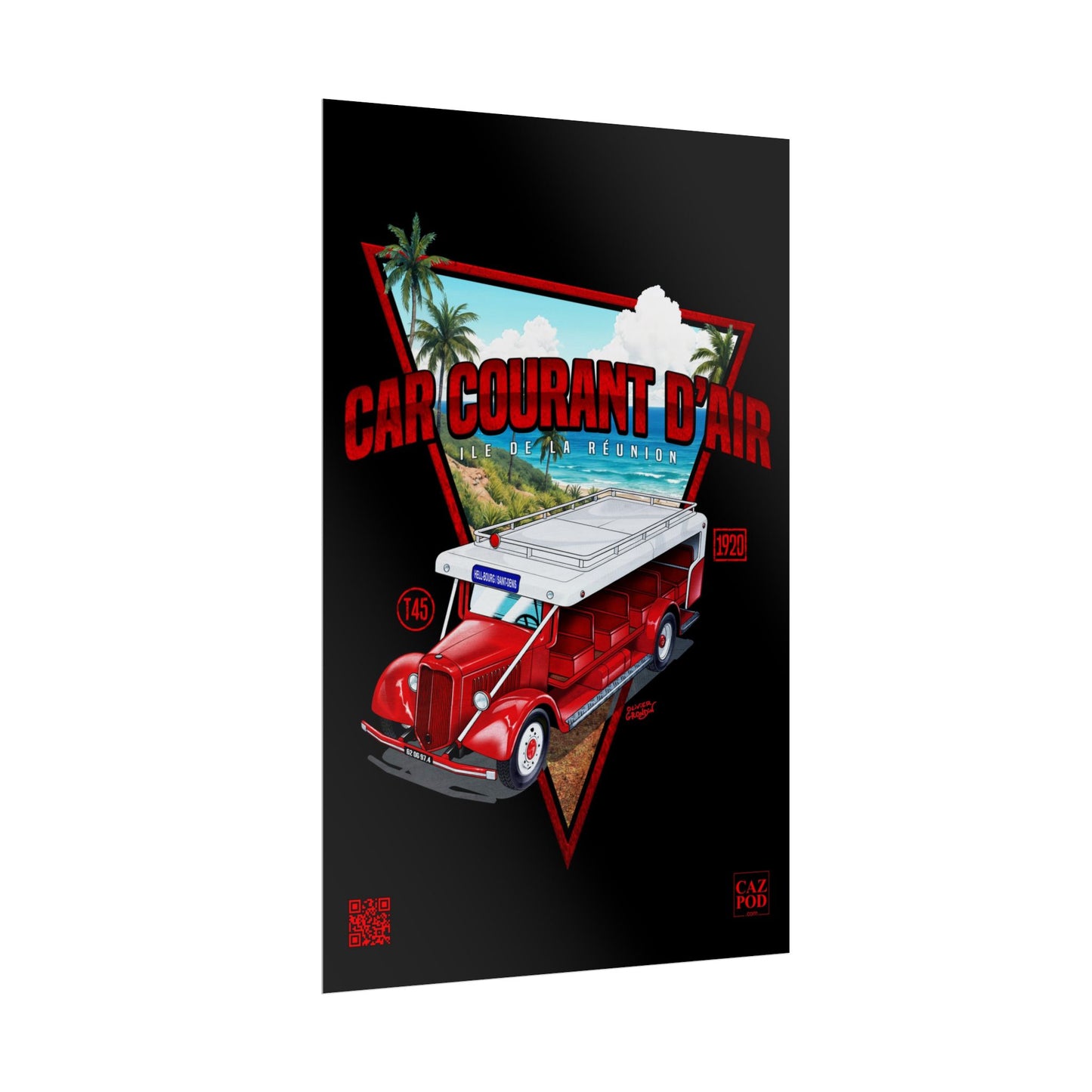 Poster 974 Car Courant d'air - Ile de la Réunion