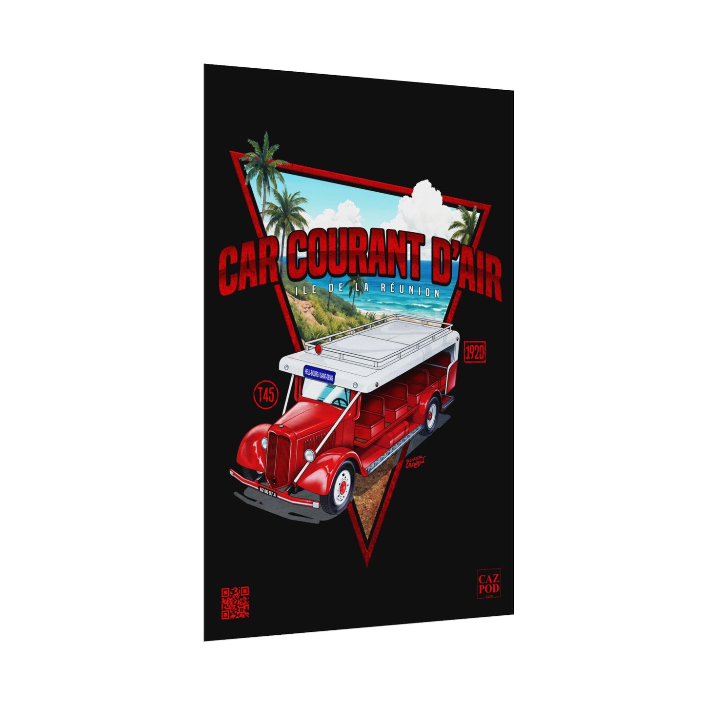 Poster 974 Car Courant d'air - Ile de la Réunion