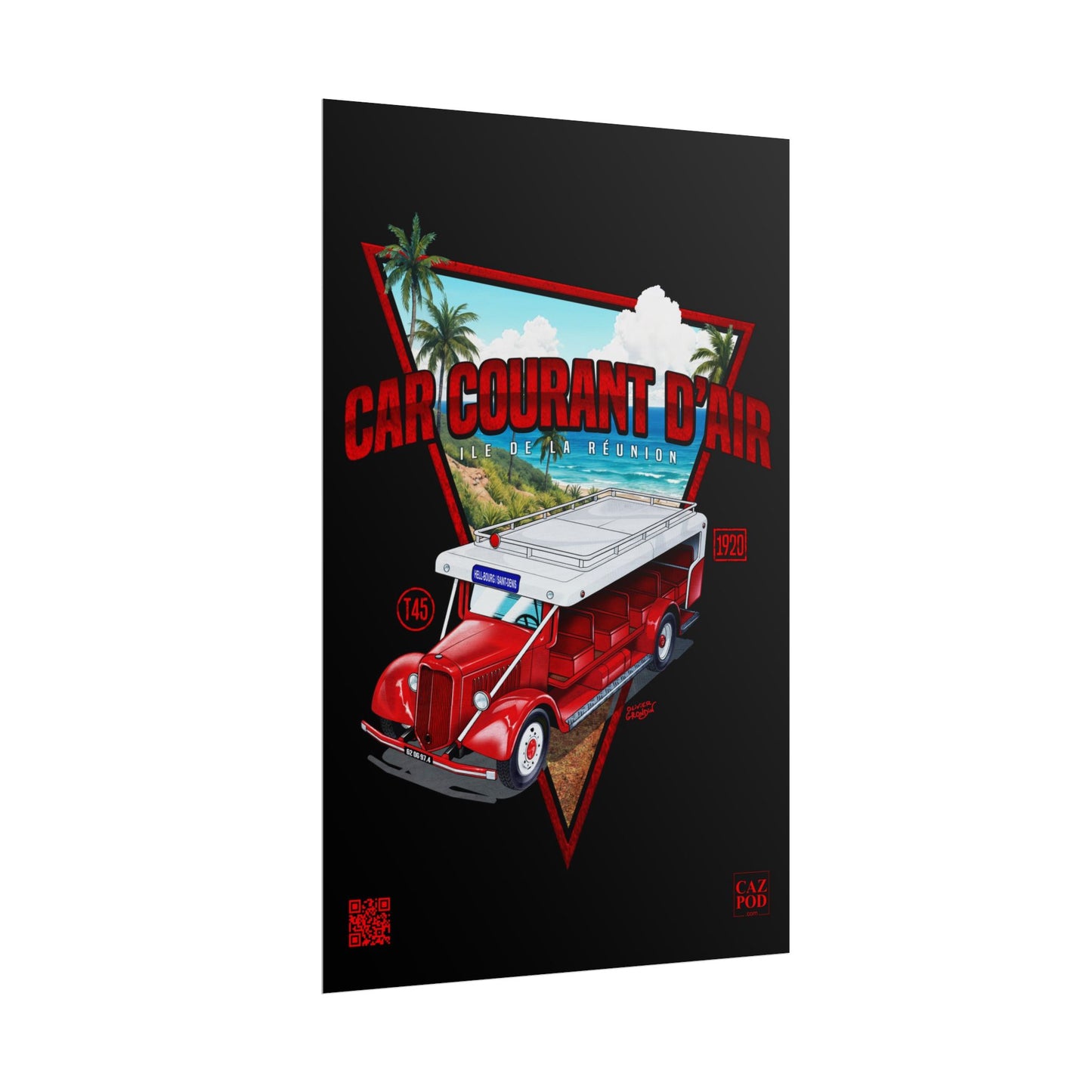 Poster 974 Car Courant d'air - Ile de la Réunion