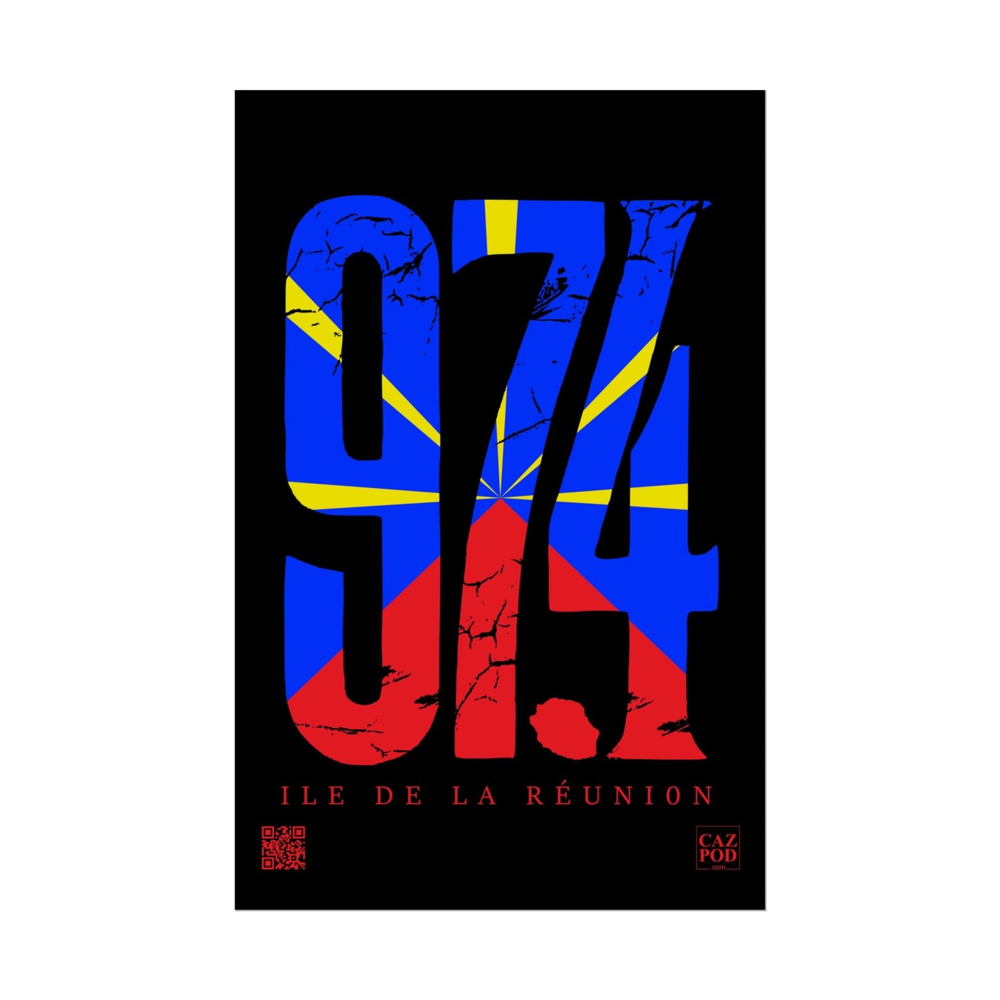 Poster 974 Ile de la Réunion Mavéli - Damaged