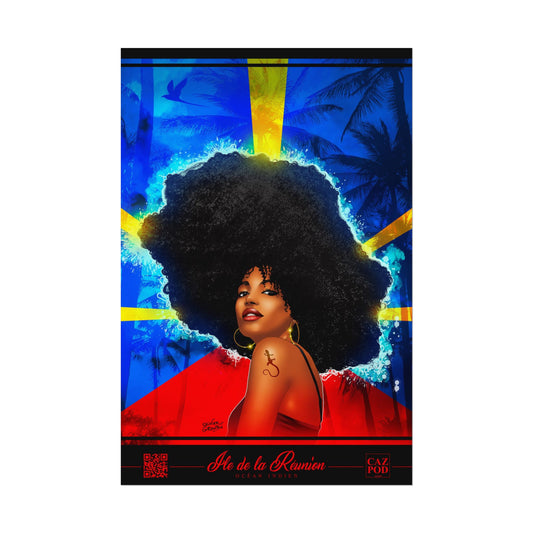 Poster Drapeau réunionnais et kafrine 974