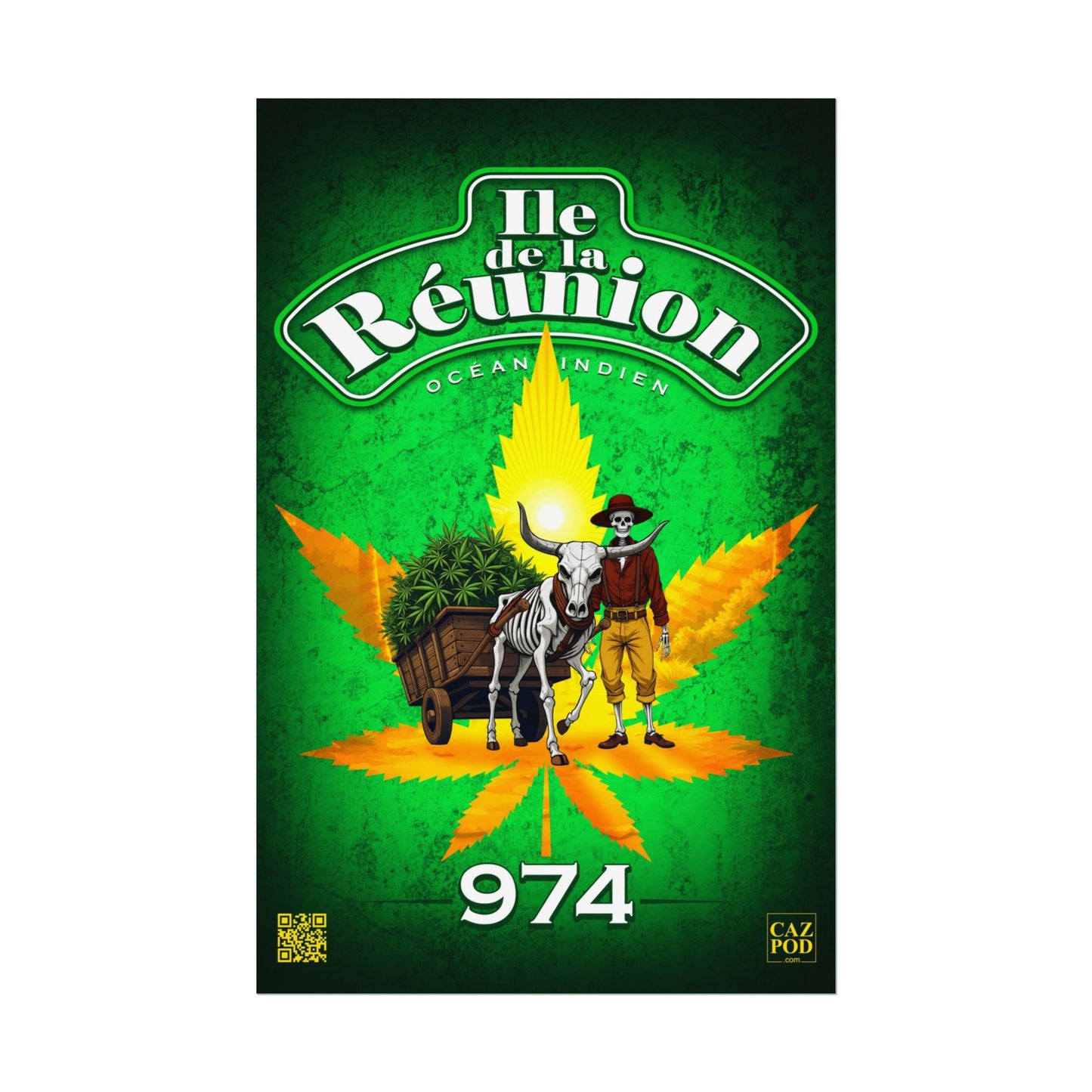 Poster Ile de la Réunion 974 - Charette Zamal - C25