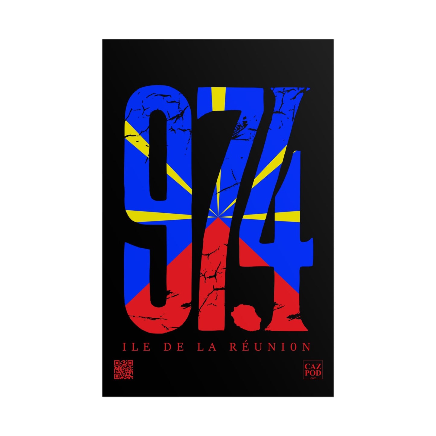 Poster 974 Ile de la Réunion Mavéli - Damaged