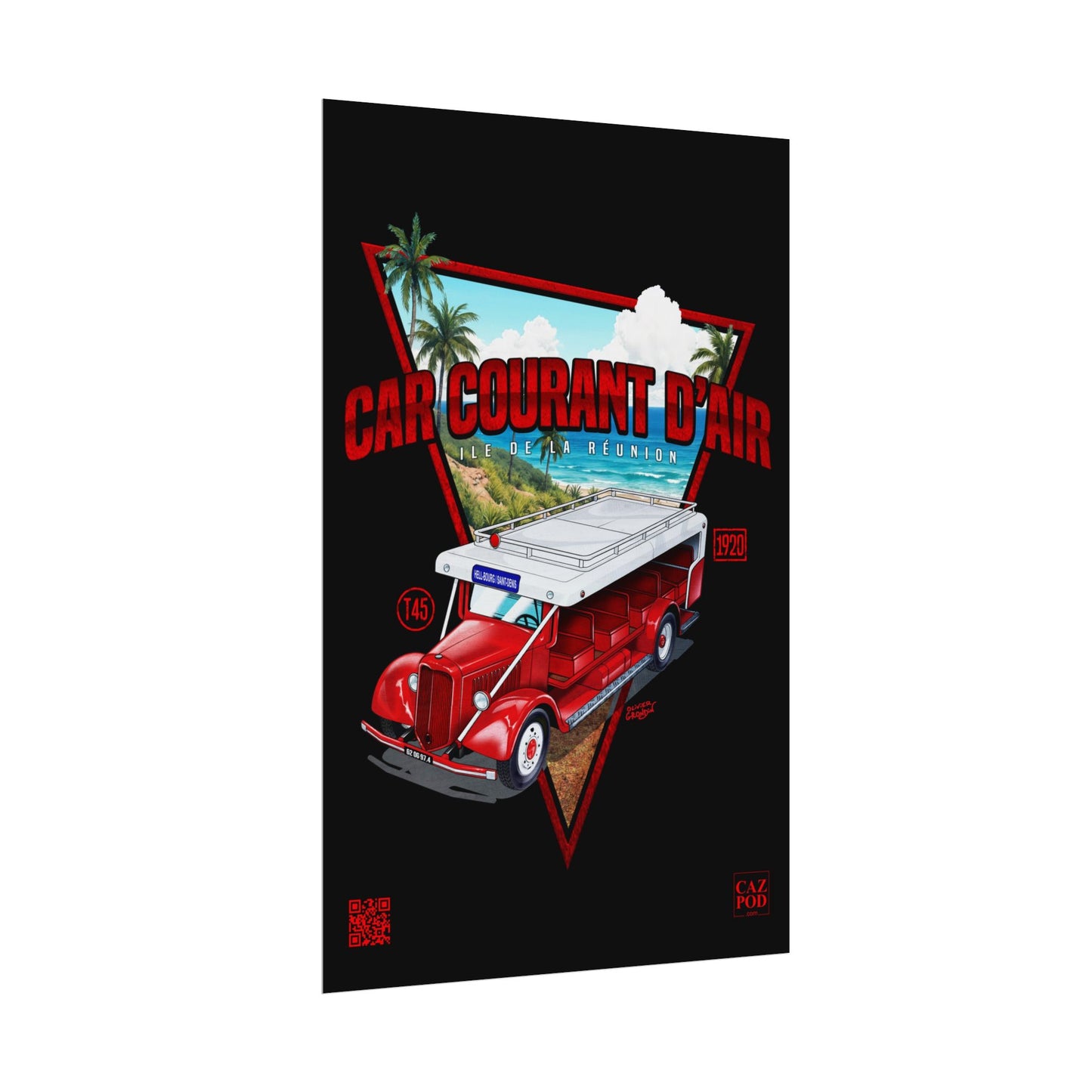 Poster 974 Car Courant d'air - Ile de la Réunion