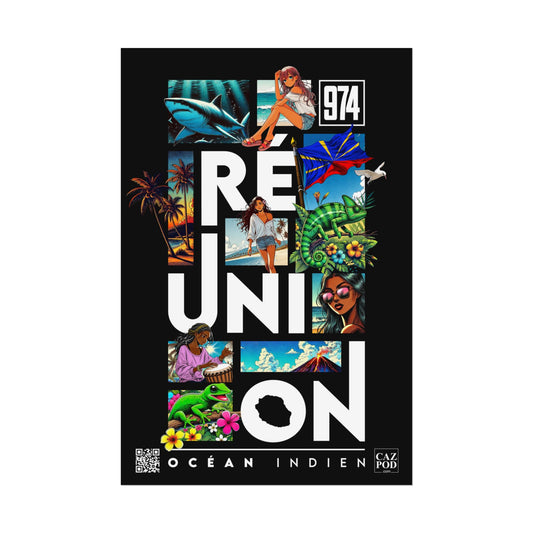 Poster Ile de la Réunion 974 - Manga C25 White
