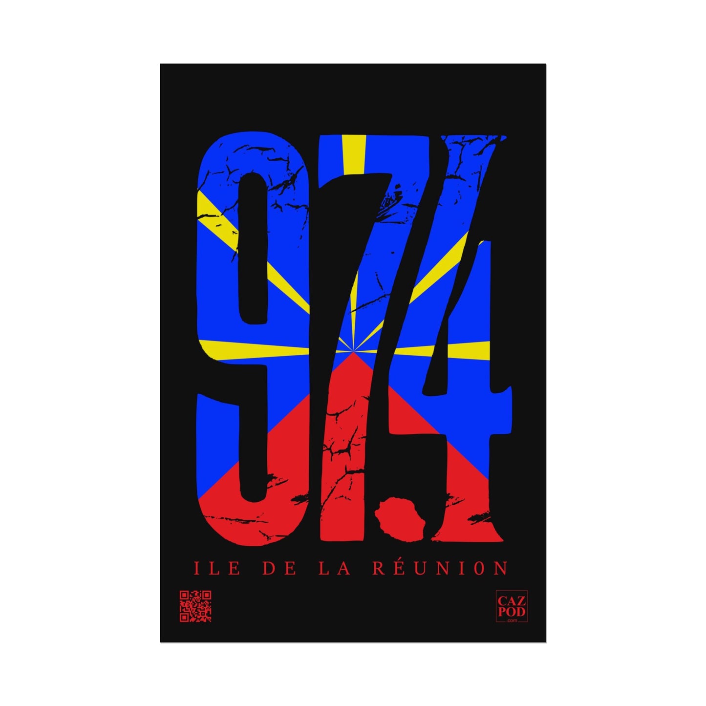 Poster 974 Ile de la Réunion Mavéli - Damaged