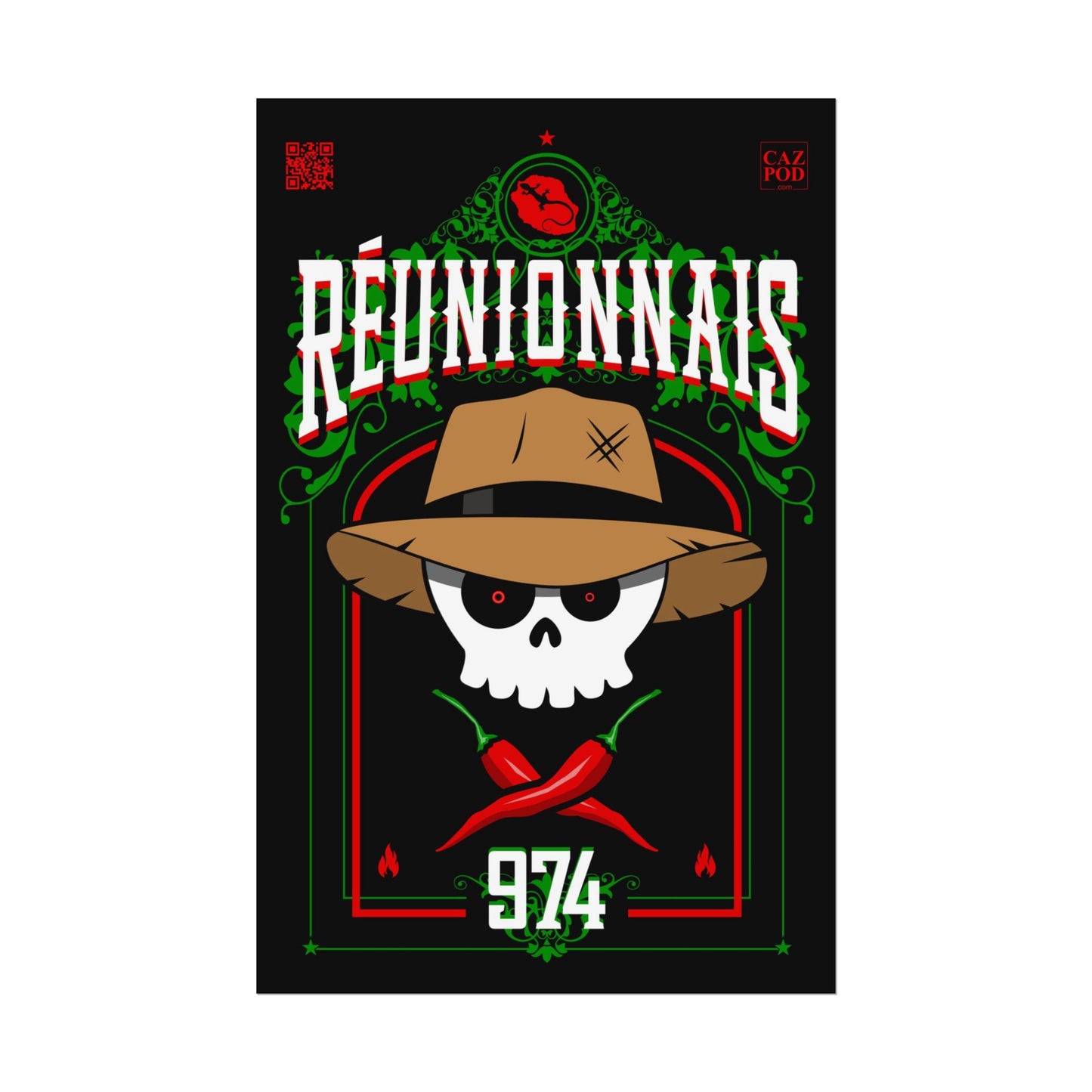 Poster Réunionnais 974 - Skull
