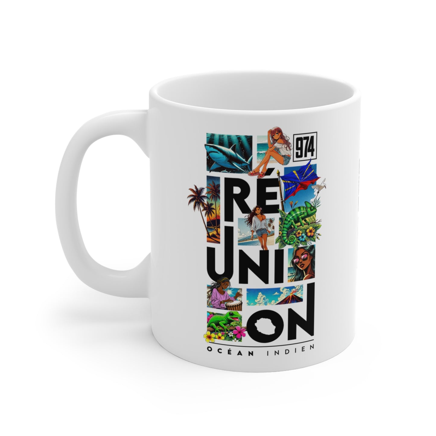 Mug Ile de la Réunion 974 - Manga C25 Black