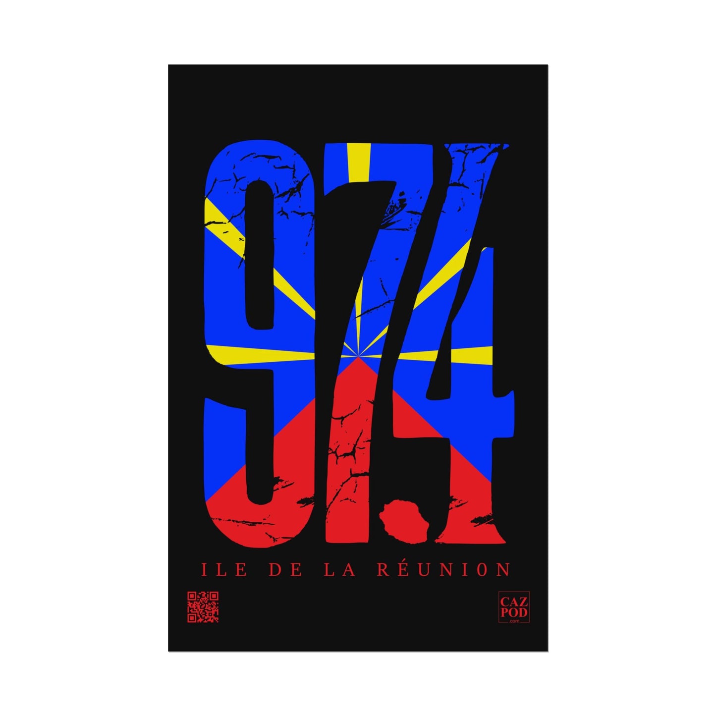 Poster 974 Ile de la Réunion Mavéli - Damaged