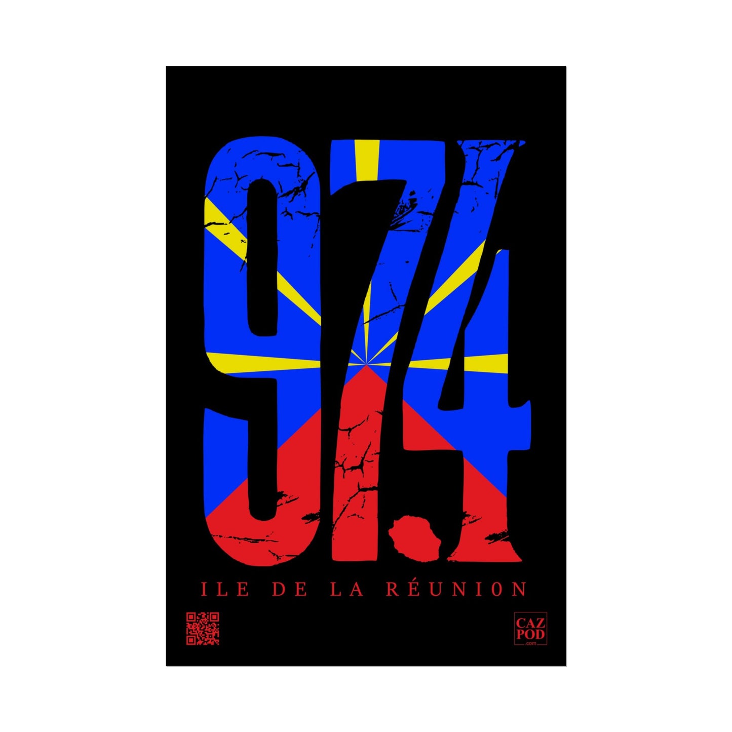 Poster 974 Ile de la Réunion Mavéli - Damaged