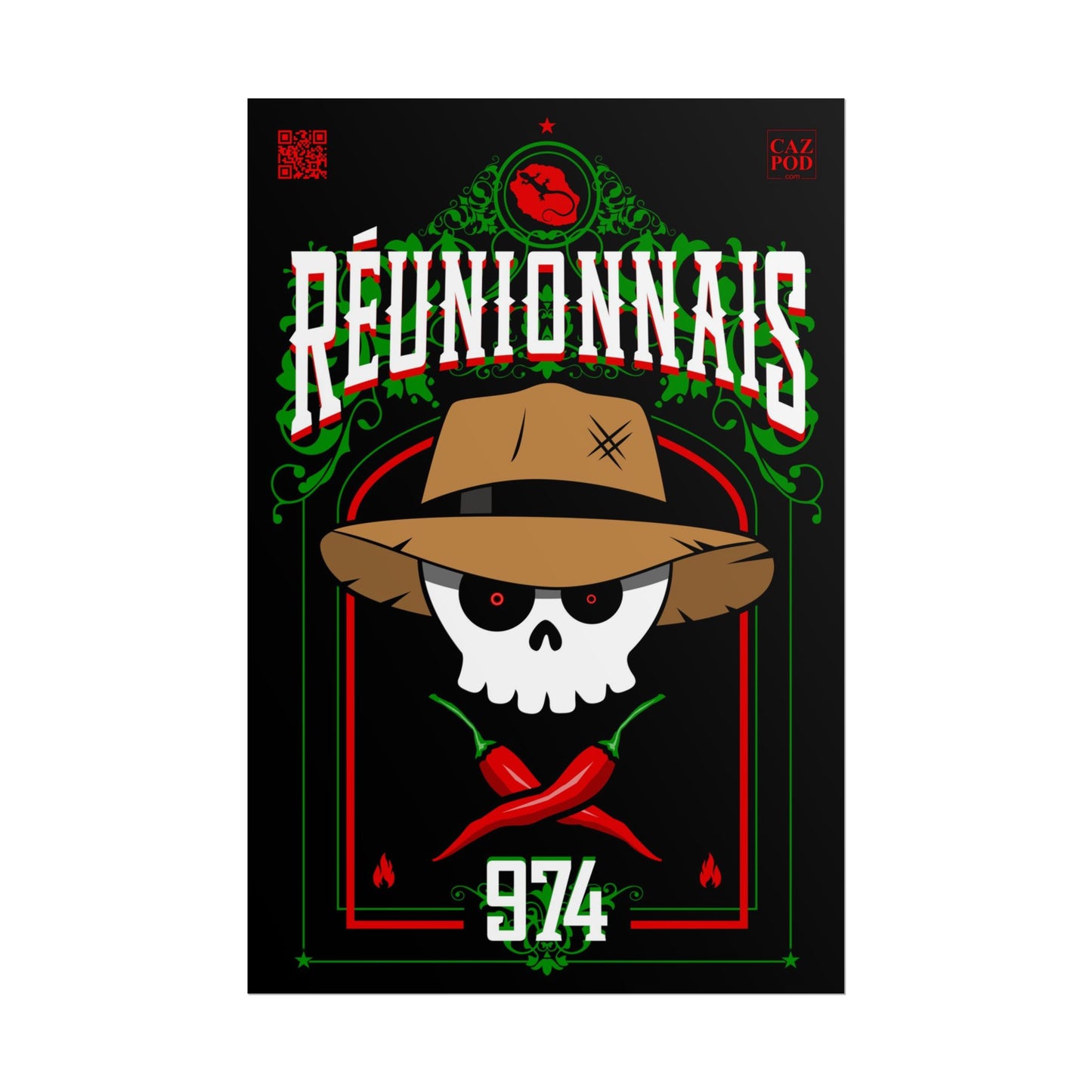Poster Réunionnais 974 - Skull