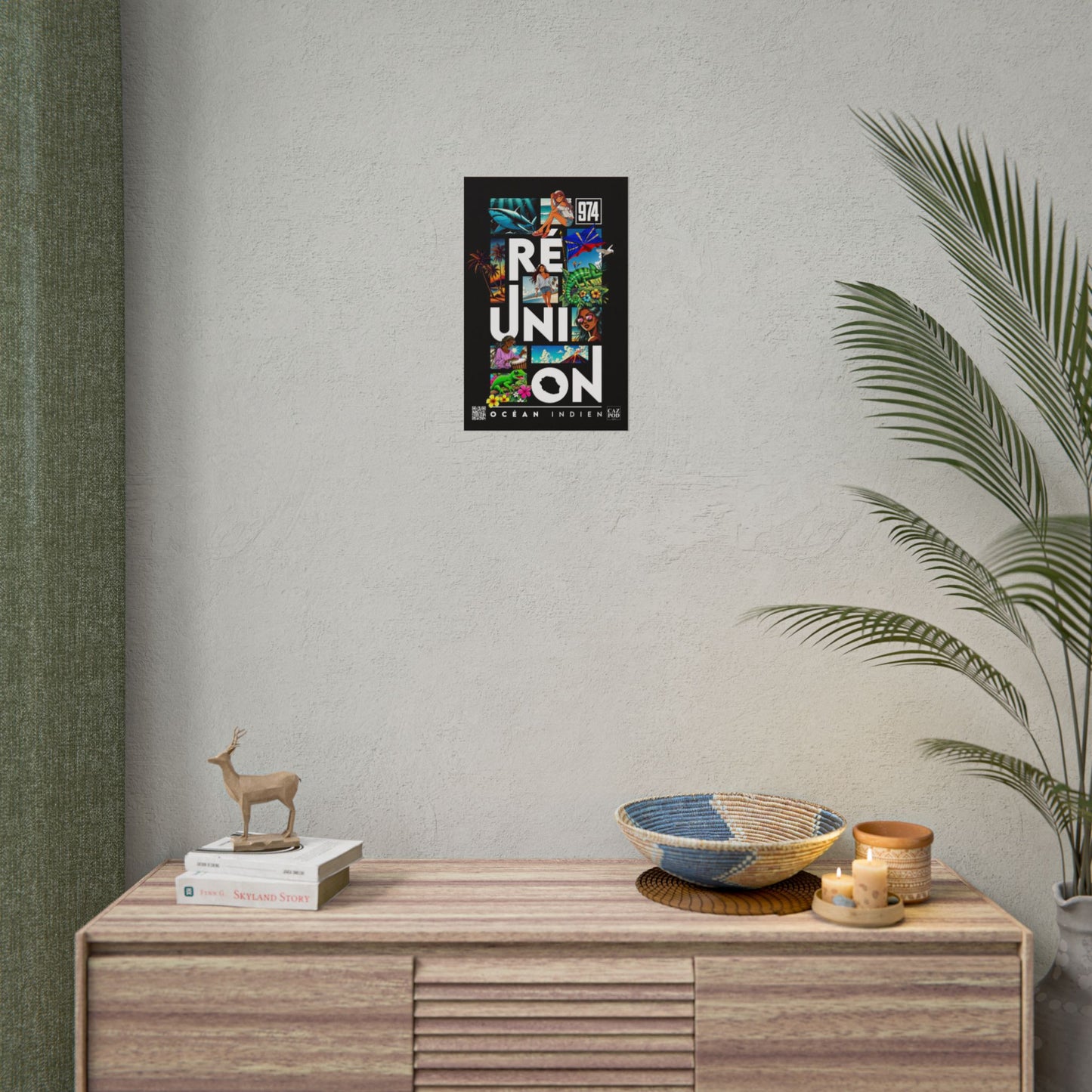 Poster Ile de la Réunion 974 - Manga C25 White