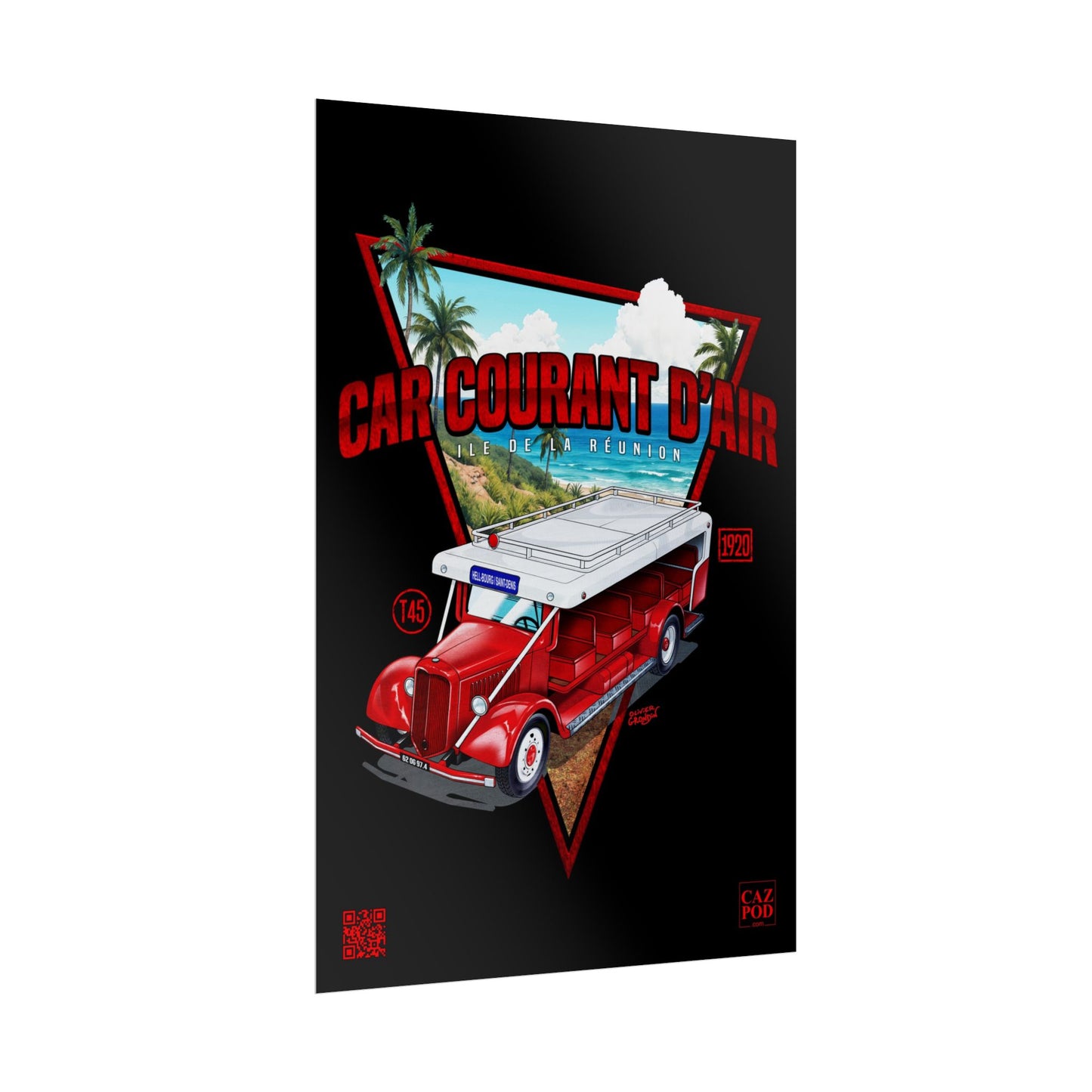 Poster 974 Car Courant d'air - Ile de la Réunion