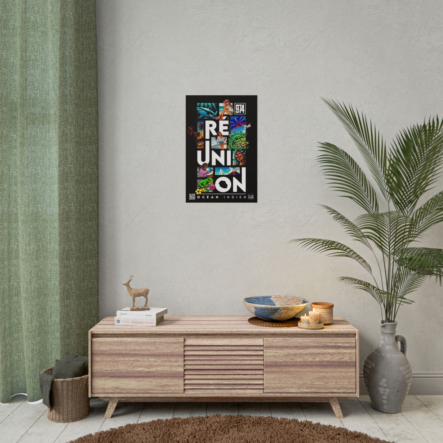 Poster Ile de la Réunion 974 - Manga C25 White