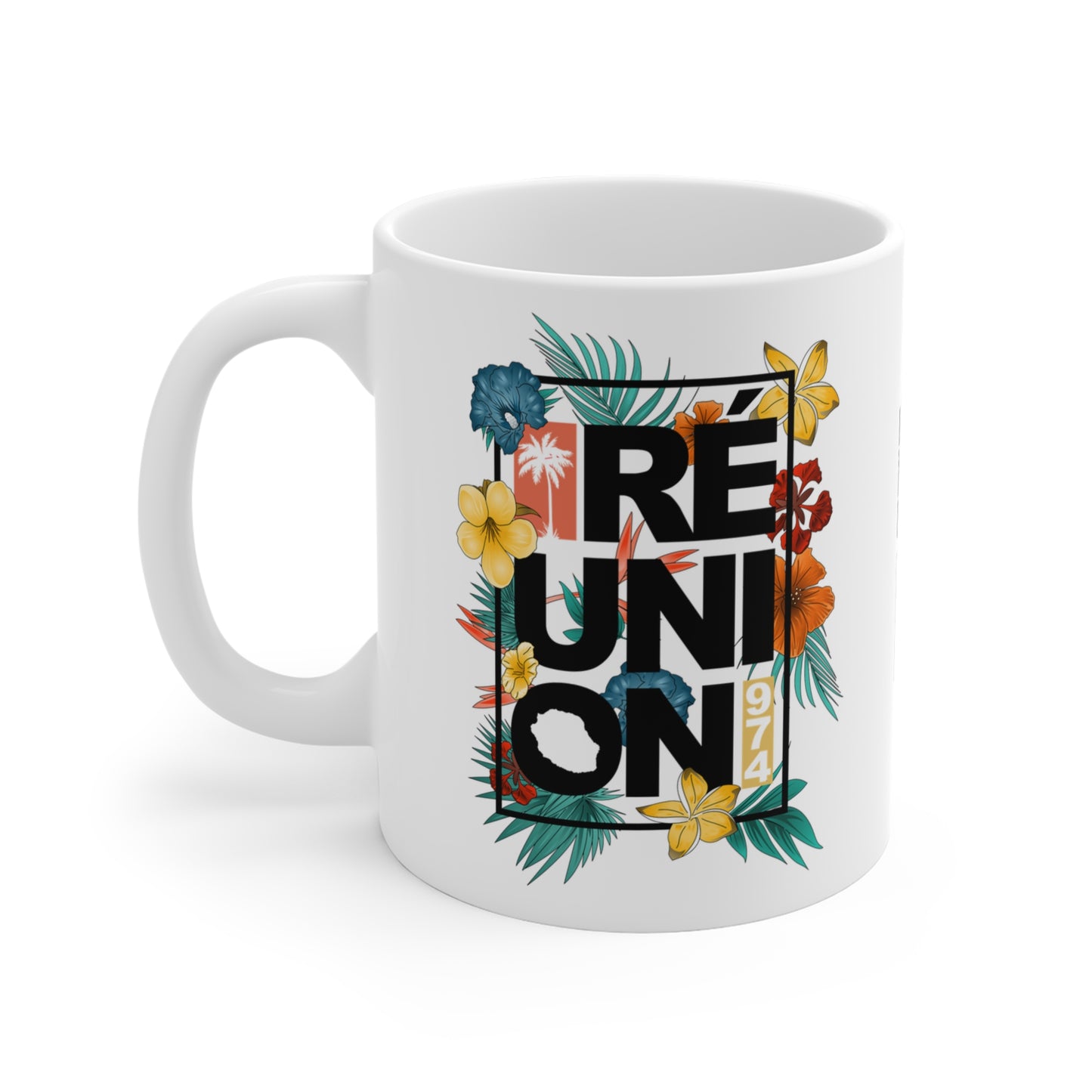 Mug 974 Reunion flowers - Black