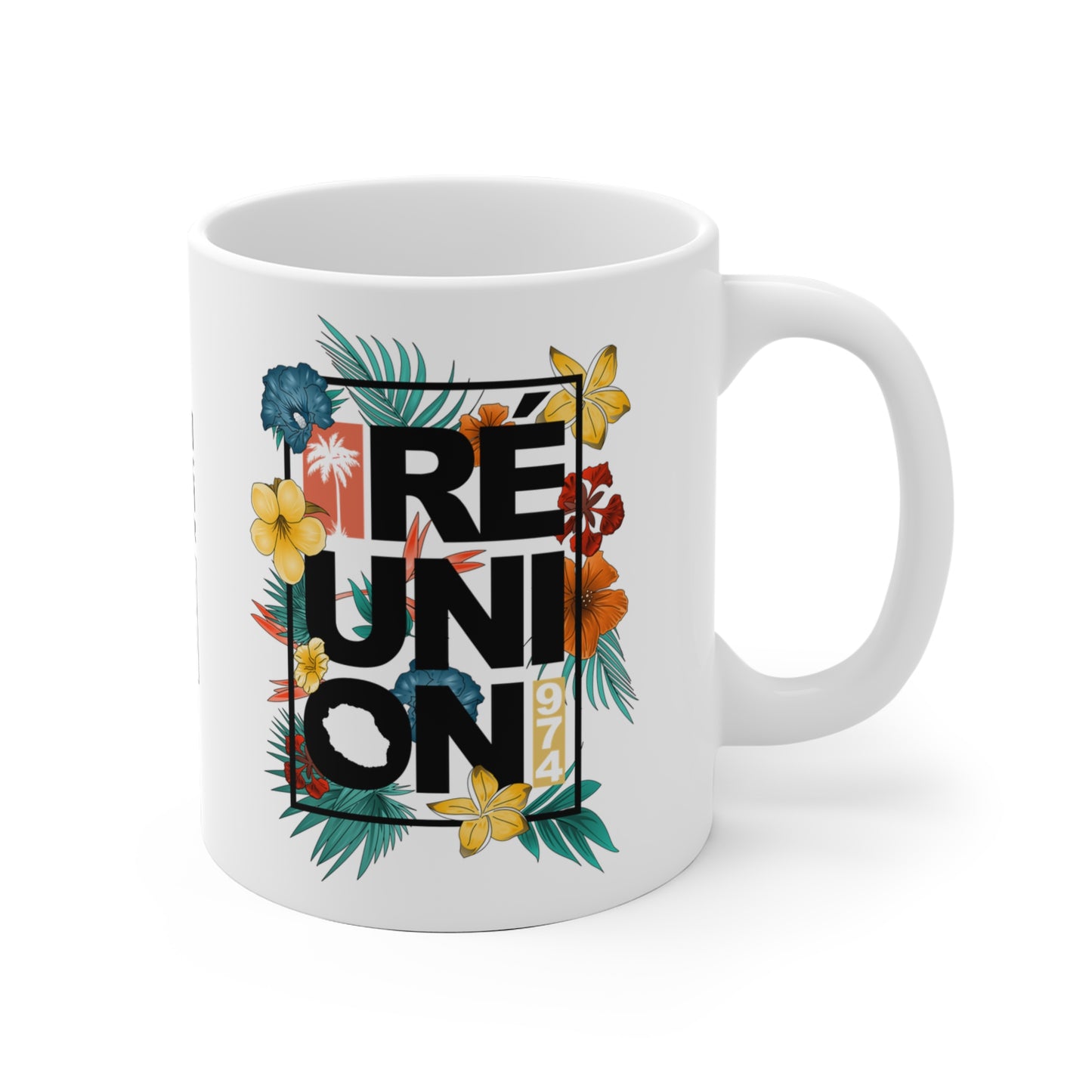 Mug 974 Reunion flowers - Black