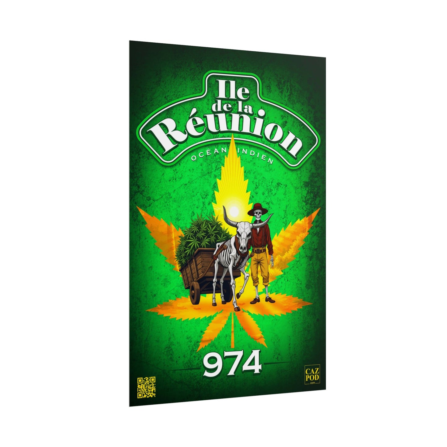 Poster Ile de la Réunion 974 - Charette Zamal - C25