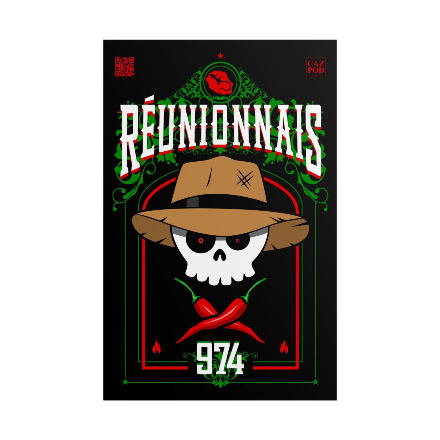 Poster Réunionnais 974 - Skull