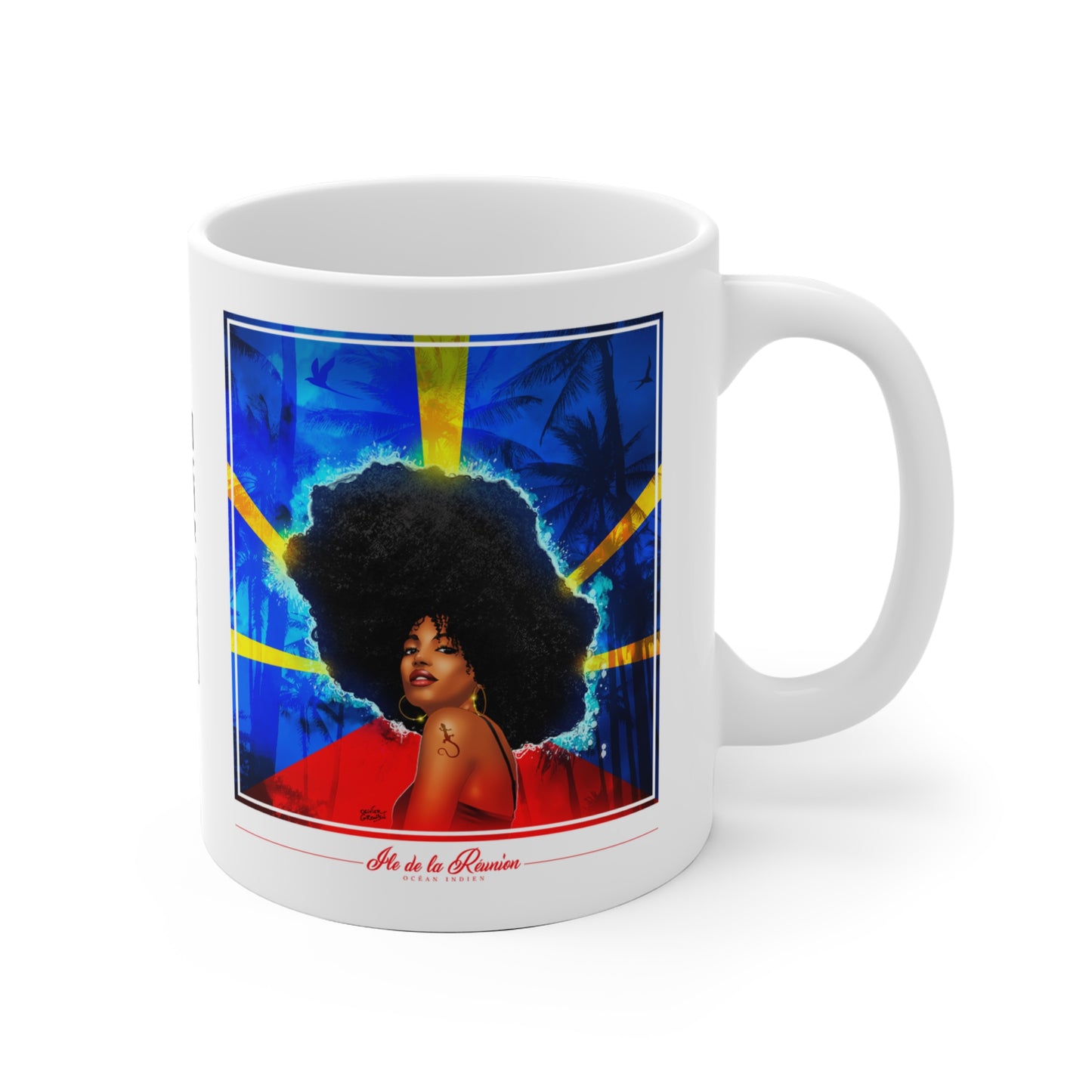 Mug Drapeau réunionnais et kafrine 974