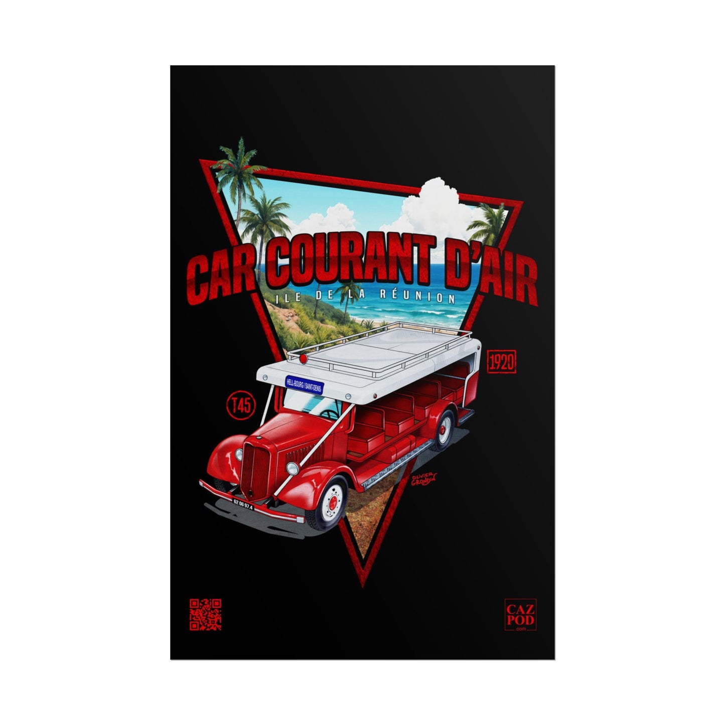Poster 974 Car Courant d'air - Ile de la Réunion