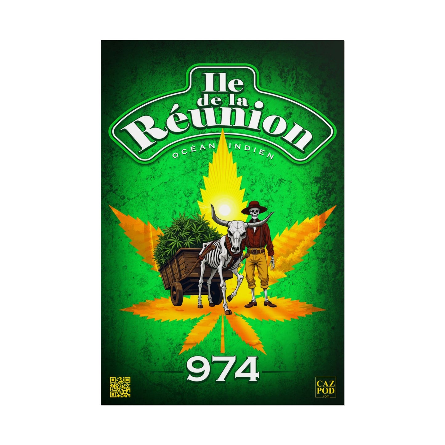 Poster Ile de la Réunion 974 - Charette Zamal - C25