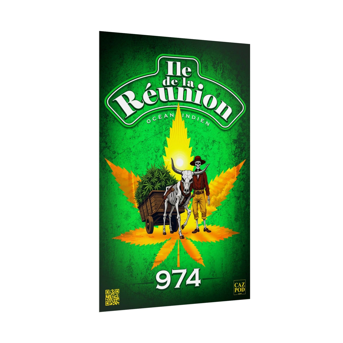 Poster Ile de la Réunion 974 - Charette Zamal - C25