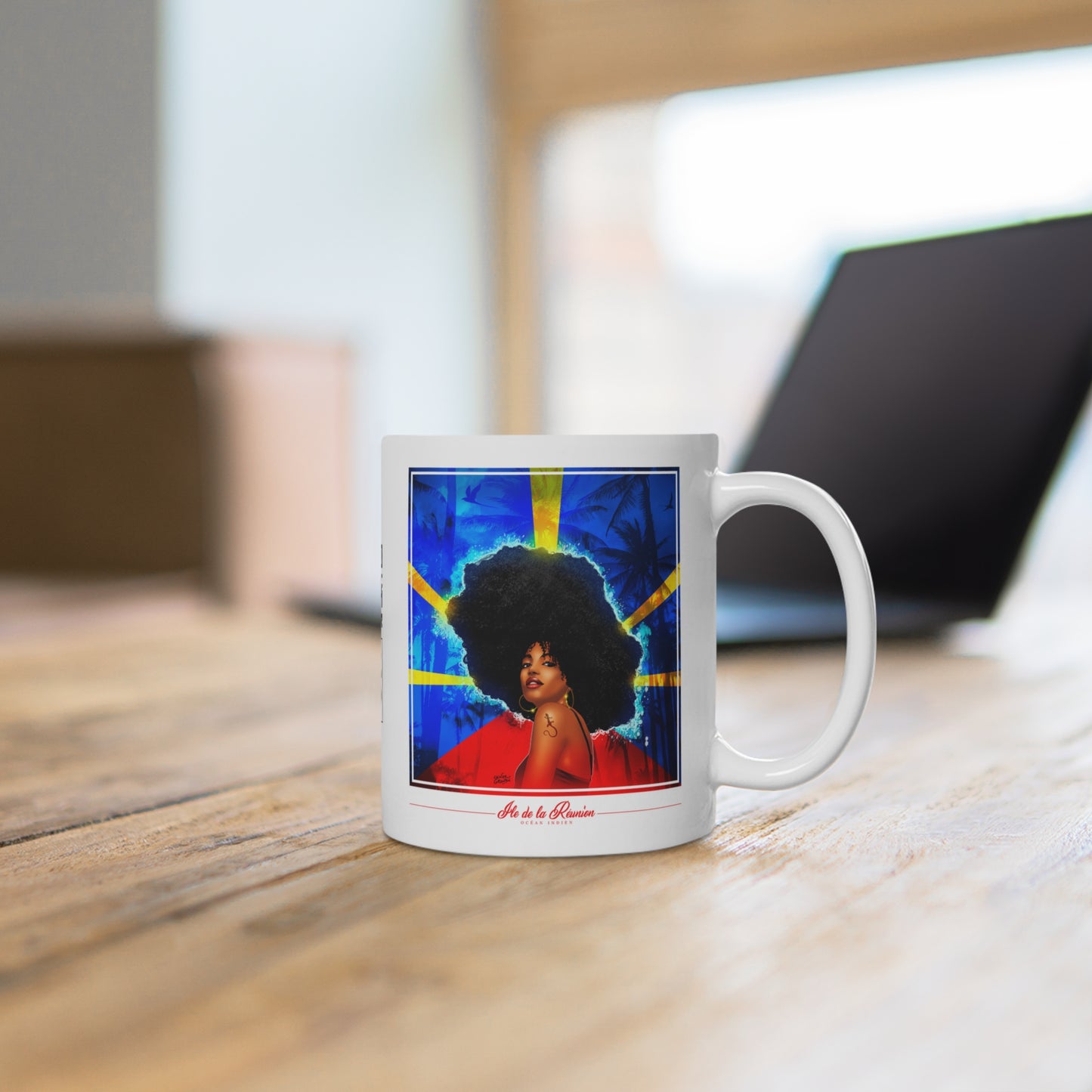 Mug Drapeau réunionnais et kafrine 974