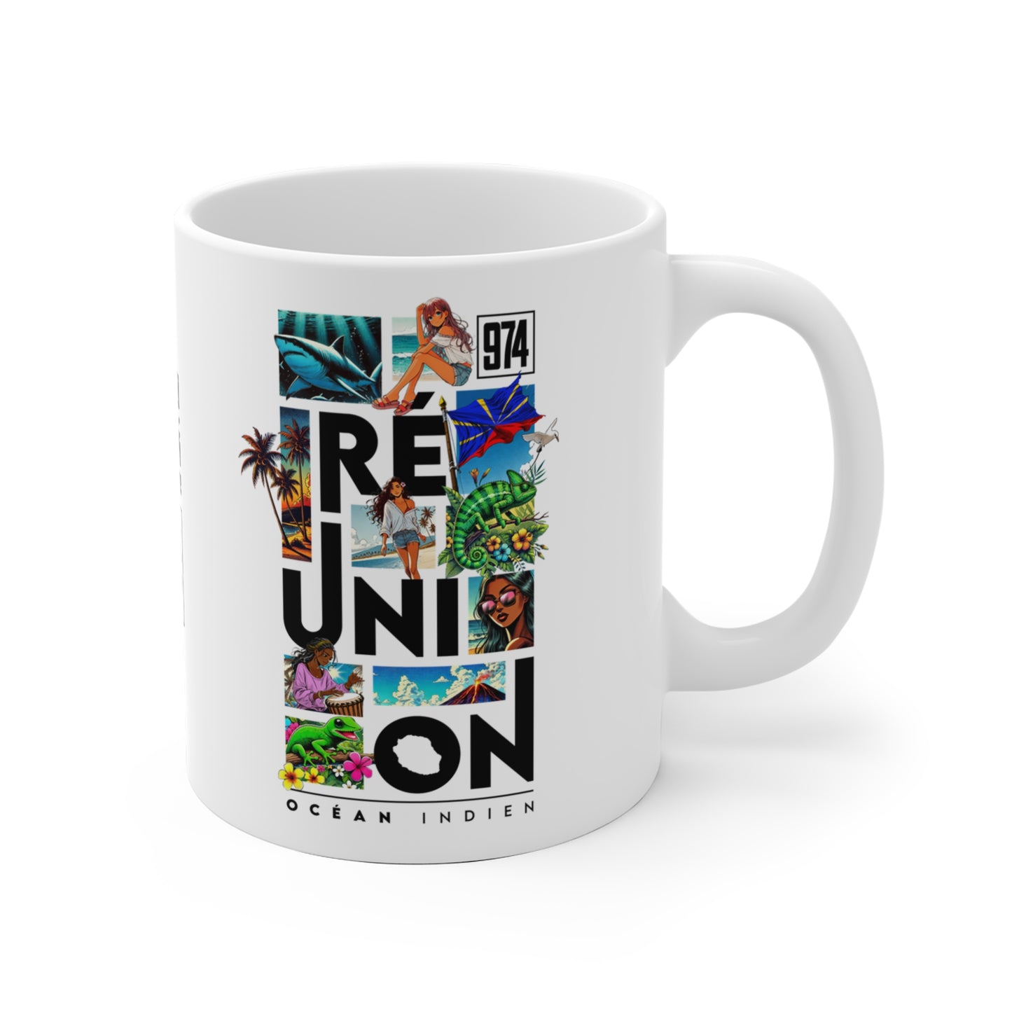 Mug Ile de la Réunion 974 - Manga C25 Black