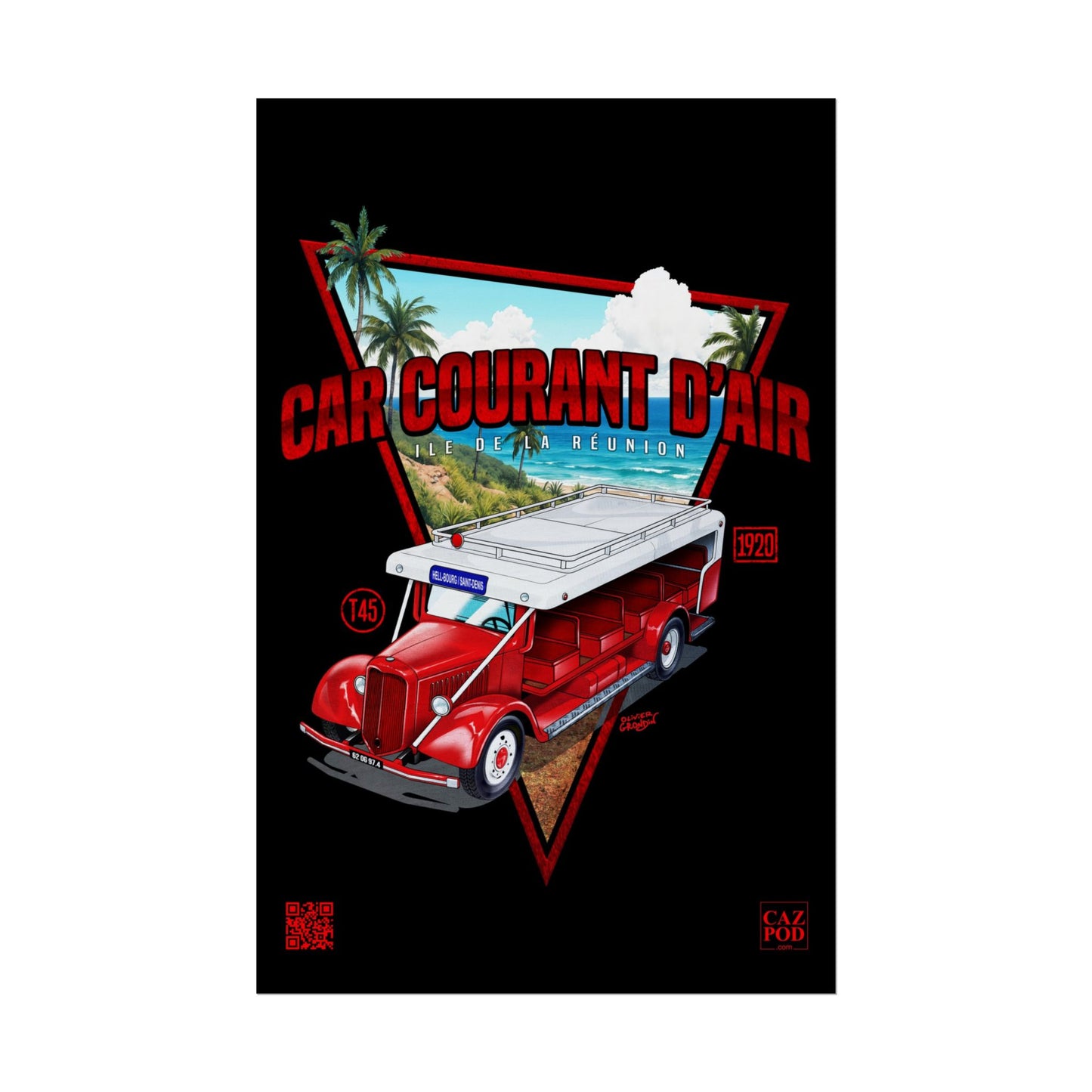 Poster 974 Car Courant d'air - Ile de la Réunion