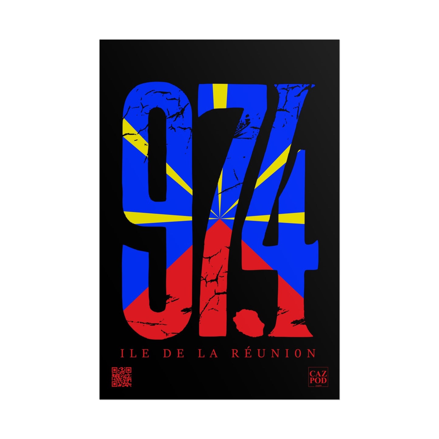 Poster 974 Ile de la Réunion Mavéli - Damaged