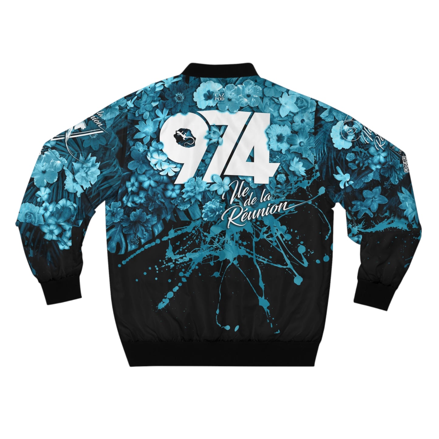 Veste Bomber 974 Ile de la Réunion Tropical flowers