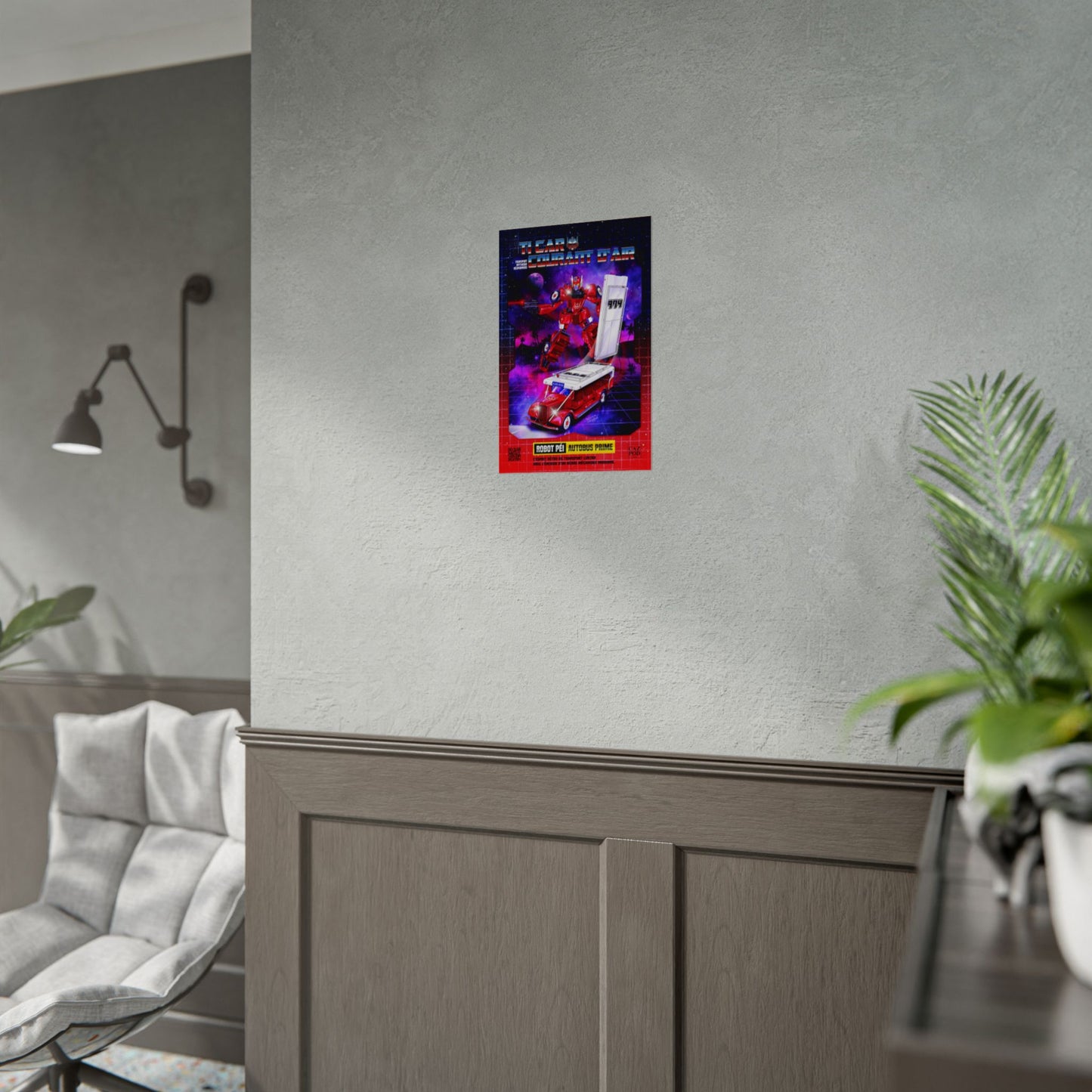 Poster 974 Ile de la Réunion - Autobus Prime – Le Car Courant d’Air Réunionnais | Parodie Rétro Futuriste Transformers