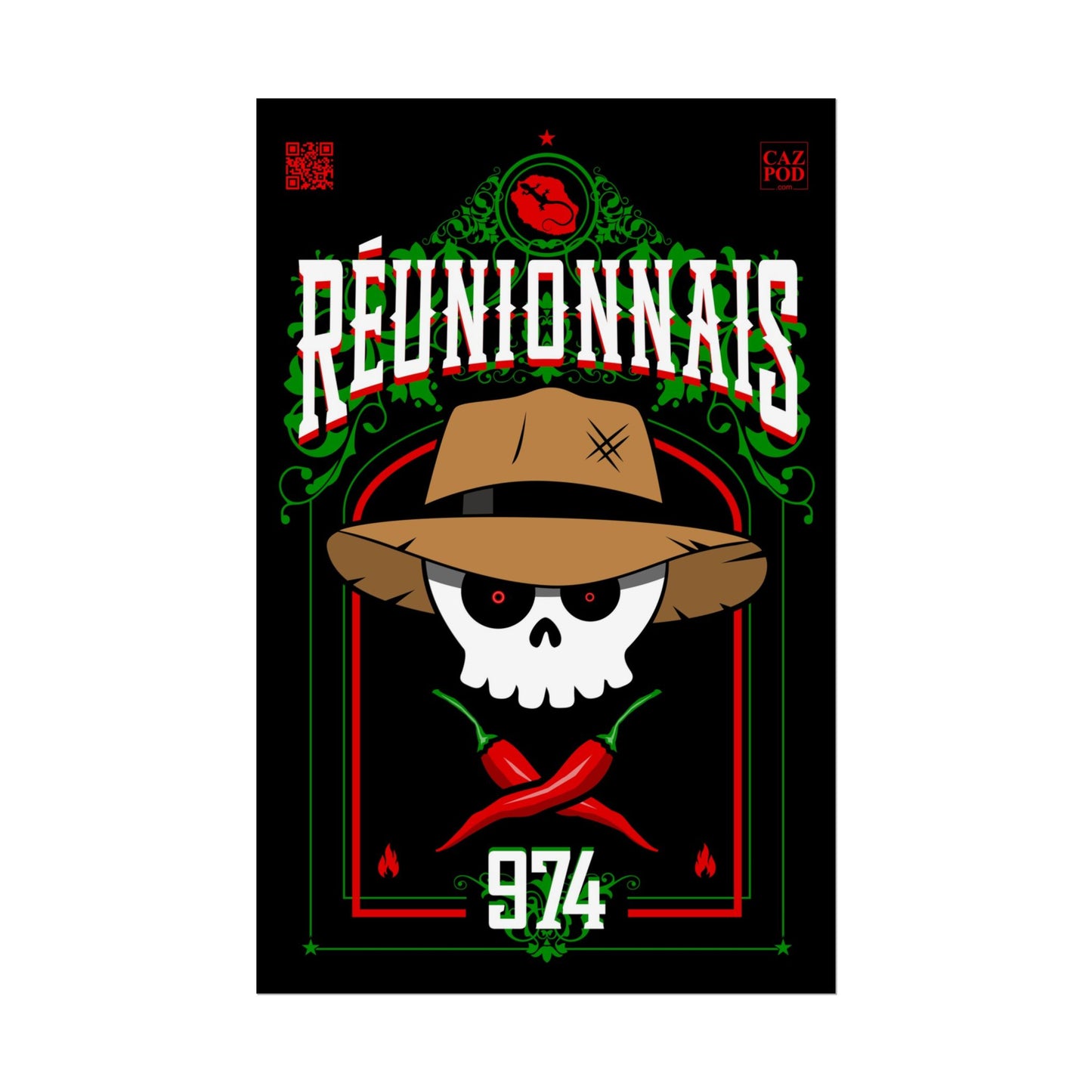 Poster Réunionnais 974 - Skull