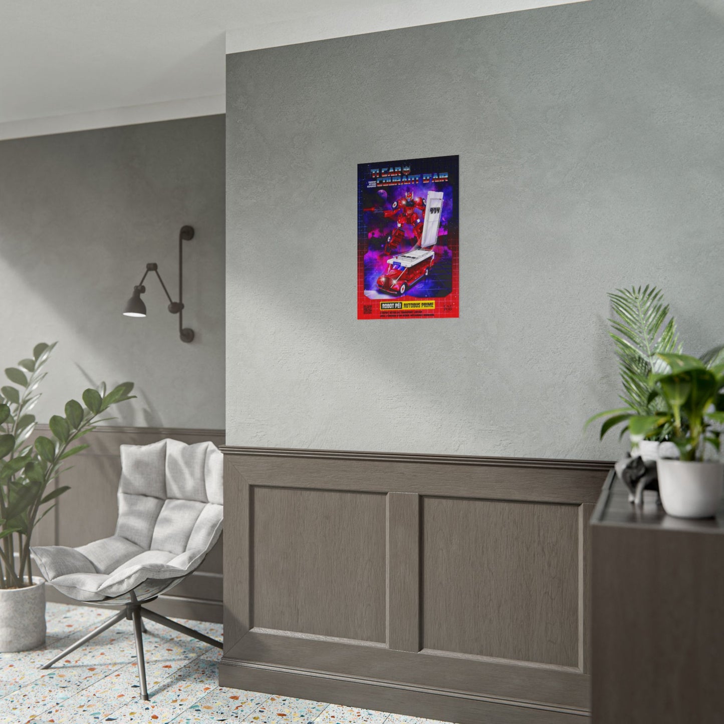 Poster 974 Ile de la Réunion - Autobus Prime – Le Car Courant d’Air Réunionnais | Parodie Rétro Futuriste Transformers